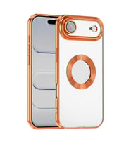 Apple iPhone 17 Uyumlu Air Uyumlu Kılıf Kamera Korumalı Logo Gösteren Zore Omega Kapak (Turuncu)