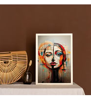 Ezgoola / Kadın Figürlü Soyut Tablo / Renkli Tablo / Hediye Tablo / Poster / Ev Dekoru (Gold)