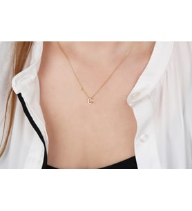 Glorria Gümüş 3 Boyutlu Minimalist C Harfi Kolye (Çok Renkli)