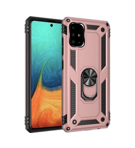 Samsung Galaxy A71 Kılıf Sofya Yüzüklü Silikon Kapak - Rose