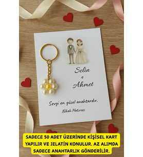 10 Adet Gelin Damat Konsept PAPATYA Anahtarlık - Kına Hediyesi - Nikah Hediyesi - Nişan Hediyesi