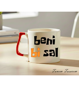 Kırmızı Kulp - Lüks Kupa Kahve Çay Fincanı Hediye Kupa Ofis ve Ev Için Dekoratif Şık Bardak