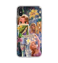 Iphone X ve XS Uyumlu Rapunzel Kolaj Tasarımlı Şeffaf Telefon Kılıfı