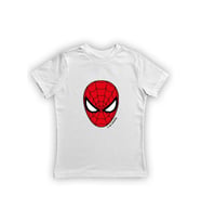 Spiderman baskılı örümcek adam pamuklu penye kumaş yazlık çocuk tişört (Beyaz)