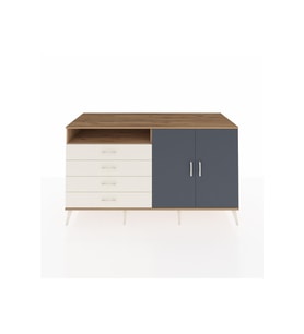 Kronos Konsol 3 Raflı 4 Çekmeceli 2 Kapaklı 176x59x99 Çam-Antrasit/Aytaşı