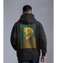 Van Gogh Köpek Tasarımlı Siyah Unisex Kapüşonlu Sweatshirt – Sanatsal & Retro Hoodie