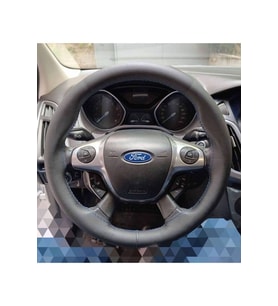 DİKİŞLİ DERİ DİREKSİYON KILIFI DAMARLI SİYAH DERİ MAVİ DİKİŞLİ FORD FOCUS İÇİN HIZLI KARGO