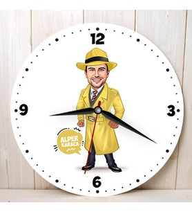 Hafiye Erkek Karikatürlü Duvar Saati