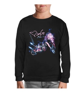 Lady Gaga - Motorcycle Siyah Çocuk Sweatshirt