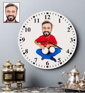 Kişiye Özel Darbuka Tasarımlı Karikatür Duvar Saati 108