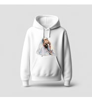 Beyaz Balerin Baskılı Hoodie Sweatshirt