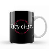 French Slogan Tres Chic Circle Kupa Bardak Porselen