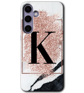 Galaxy S24 Kılıf HD Desen Baskılı Kılıf - Pembe Mermer Desenli K Harfi