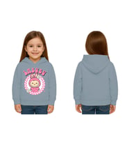 Unisex Baskılı Çocuk Swaetshirt Labubu Baskılı Kapüşonlu 3 İplik Şardonlu (Mavi)