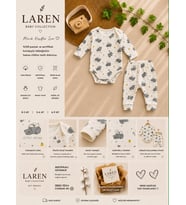 Laren Baby %100 Pamuk Ayıcık Desenli 2’li Bebek Zıbın Takımı