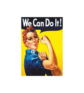 We Can Do It Retro Ahşap Tablo – Rosie the Riveter Kadın Gücü Temalı Vintage Poster