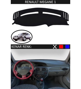 Renault Megane 1 Için Uygun Torpido Koruma Halısı Siyah Kenar Renk Siyah