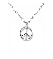 Minimal Barış Sembolü Figürlü Kolye – 60 cm Zincirli Zamak Kaplama Unisex Modern Aksesuar (Gümüş)