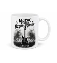 Rock Dinleyenlere Elektro Gitar Solo Konser Temalı Baskılı Porselen Kupa Bardak Hediye