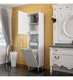 MODİLAYN TEK KAPAKLI AÇIK RAFLI SEPETLİ BANYO DOLABI (Beyaz)