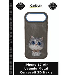 iPhone 17 Air Uyumlu Metal Çerçeveli 3D Nakış Koruyucu Bireysel Aksesuar