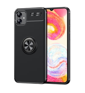 Galaxy A04E Kılıf Zore Ravel Yüzüklü Silikon Kılıf (Siyah)