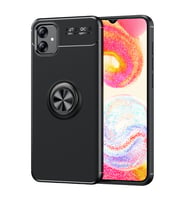 Galaxy A04E Kılıf Zore Ravel Yüzüklü Silikon Kılıf (Siyah)