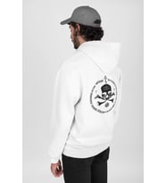 Kuru Kafa Baskılı Hoodie, Erkek Kapüşonlu Sweatshirt, Tam Pamuk Kışlık (Beyaz)