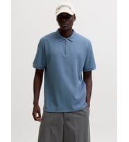 JJEAUSTIN ZIP POLO SS NOOS Blue Mirage