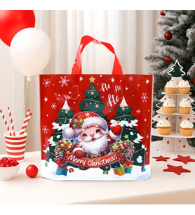 1 adet Şenlikli Noel Baba Noel Ağacı Hediye Çanta Kırmızı Plastik