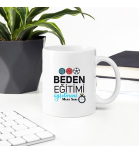 Beden Eğitimi Öğretmeni İsme Özel Kupa (Beyaz)