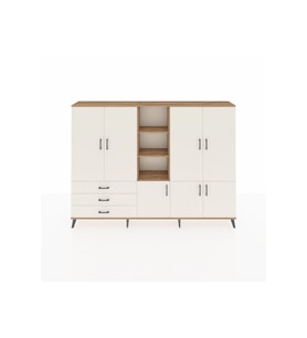 Arges Dolap 11 Raflı 3 Çekmeceli 7 Kapaklı 220x30x163 Çam-Aytaşı