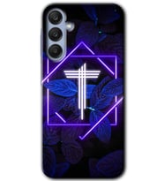 Galaxy A25 Kılıf HD Desen Baskılı Kılıf - Dark Neon Yaprak T Harfi