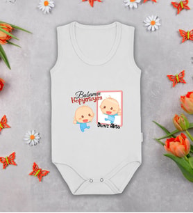 BK Kids Kişiye Özel Babamın Kopyasıyım Beyaz Askılı Sıfır Kol Bebek Body Zıbın, Yeni Doğan Bebek Hediyesi