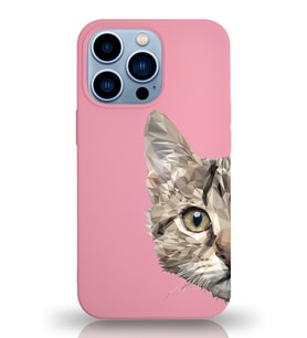 Apple iPhone 13 Pro Max Uyumlu Lansman Kılıf Catface Tasarımlı Altı Kapalı İçi Kadife Kaplı  Kapak (Şeffaf)