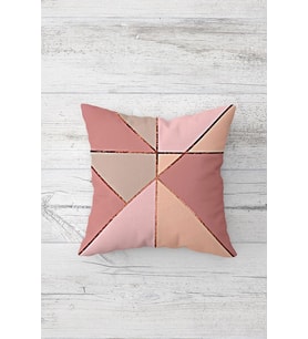 Geometrik Desenli Çift Tarafı Baskılı Gizli Fermuarlı Yastık Kılıfı Kırlent Koltuk Yastık Kılıfı (Pembe)