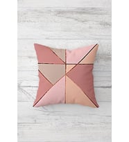 Geometrik Desenli Çift Tarafı Baskılı Gizli Fermuarlı Yastık Kılıfı Kırlent Koltuk Yastık Kılıfı (Pembe)
