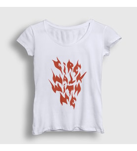 Presmono Kadın Beyaz Fire Walk With Me Twin Peaks T-Shirt 490129tt (Beyaz)