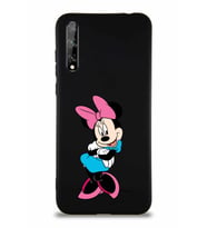 Huawei Y8P Soft Premier Kapak Minnie Mouse-D Tasarımlı Silikon Kılıf - Siyah (Şeffaf)