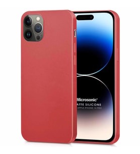 Microsonic Matte Silicone Apple iPhone 14 Pro Kılıf Kırmızı