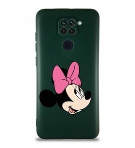 Xiaomi Redmi Note 9 Soft Premier Kapak Minnie Mouse-A Tasarımlı Silikon Kılıf - Yeşil (Şeffaf)