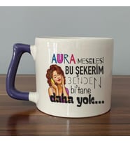 Aura Meselesi Bu Şekerim Baskılı Mor Kulplu D Kupa