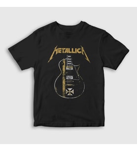 Presmono Unisex Çocuk Siyah Guitar Metallica T-Shirt 66638tt