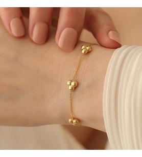 925 Ayar Gümüş 3 Top Zincir Bileklik (Gold)