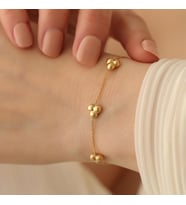 925 Ayar Gümüş 3 Top Zincir Bileklik (Gold)