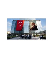 Mustafa Kemal Atatürk Yan Portre Bayrak ve Türk Bayrağı Premium Raşel Kumaş 2'li Set 10x15 metre ATA71