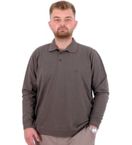 Mode XL Büyük Beden Erkek Polo Yaka Sweatshirt Nakışlı U24340 Haki