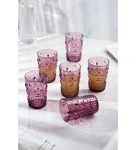 Akrilik Mürdüm 6'lı Kısa Bardak & Su Meşrubat Kahve Yanı Bardağı 400 ml ( Cam Değildir )