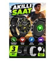 GT58 Akıllı Saat 3 Kordonlu Kablosuz Şarjlı Bluetooth Görüşmeli Spor ve Sağlık Takip Özellikli Smart