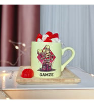 Harley Quinn Tasarımlı Kişiye Özel Sarı Türk Kahvesi Fincanı